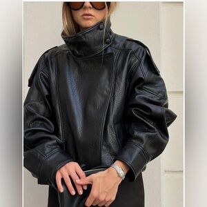 Women's Black faux Leather Jacket
